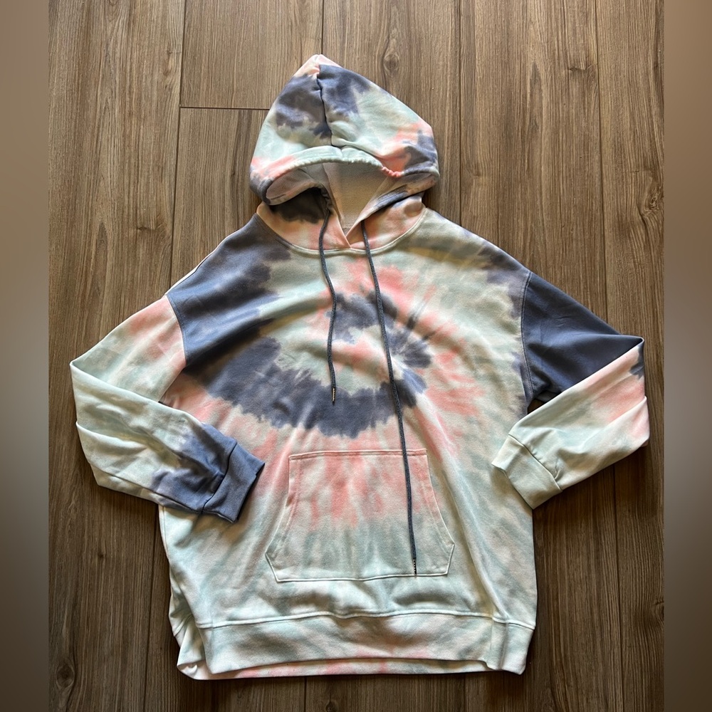 Get Cozy Tie-Dye Print Pullover Hoodie Size XL